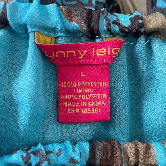 Mermaid Siren Core Blue Teal Brown Paisley Bohemian Midi Maxi Skirt L Large - Picture 7 of 7